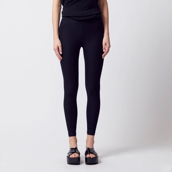 Elaine Kim Ital Skinny Tech Stretch Leather Trim Leggings Size 4 - Picture 1 of 5